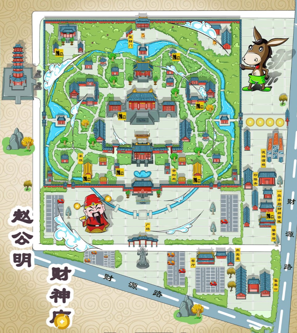 定南寺庙类手绘地图
